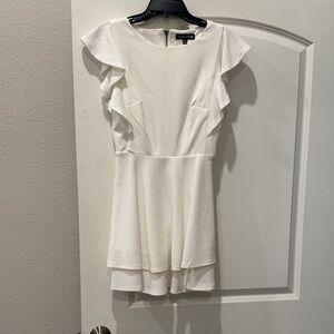 Elegant White Ruffle Sleeve Mini Dress